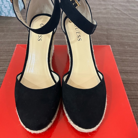 Guess Shoes - GUESS black suede wedges 7 espadrilles